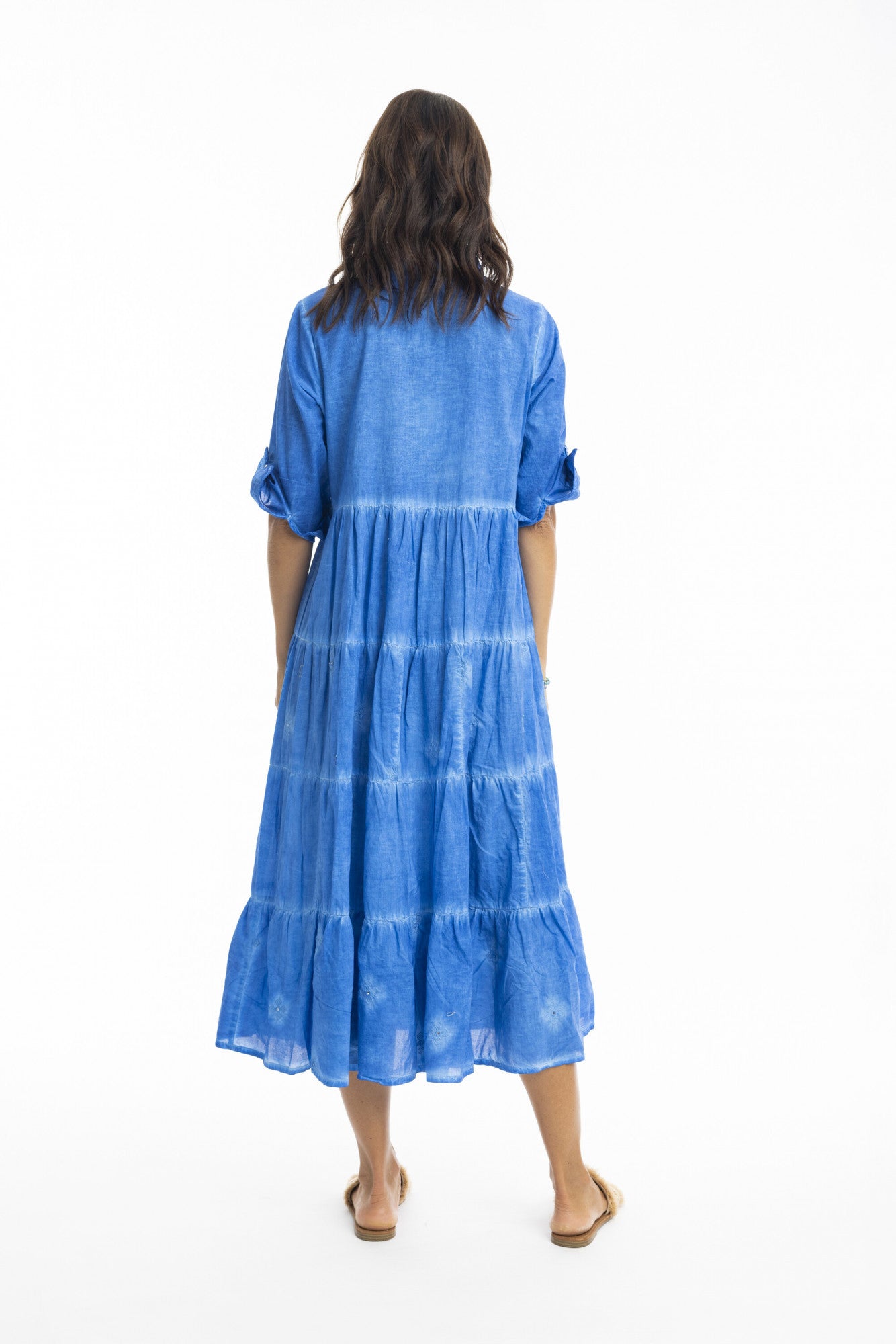 Ariana Maxi Dress with Collar in Blue