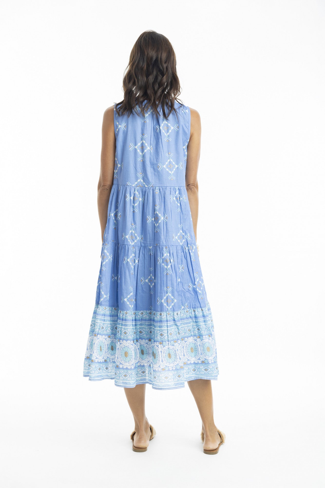 Heidi Blue Sleeveless Boho Dress