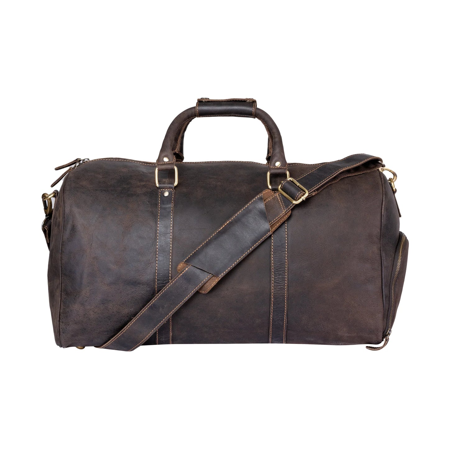 Milan Leather Overnight Bag - Rugged Leather - Brown