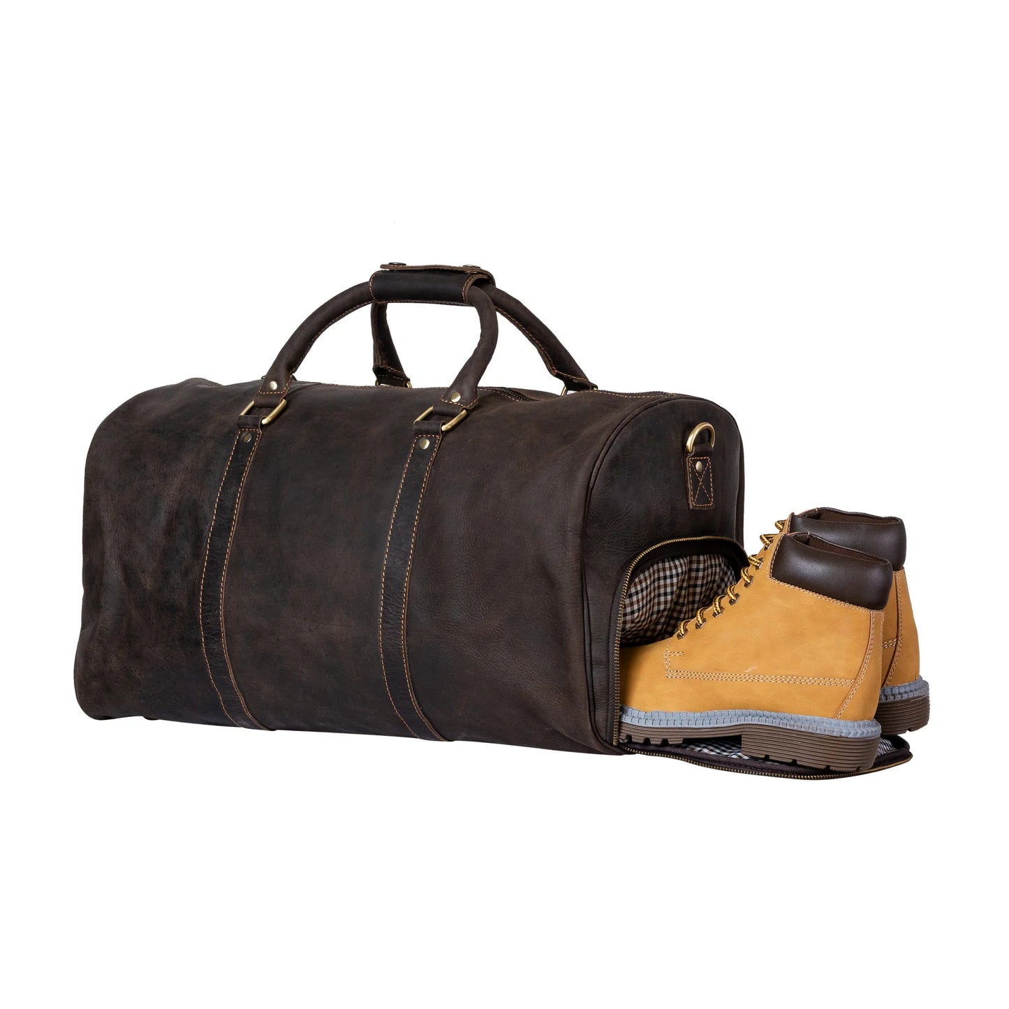 Milan Leather Overnight Bag - Rugged Leather - Brown