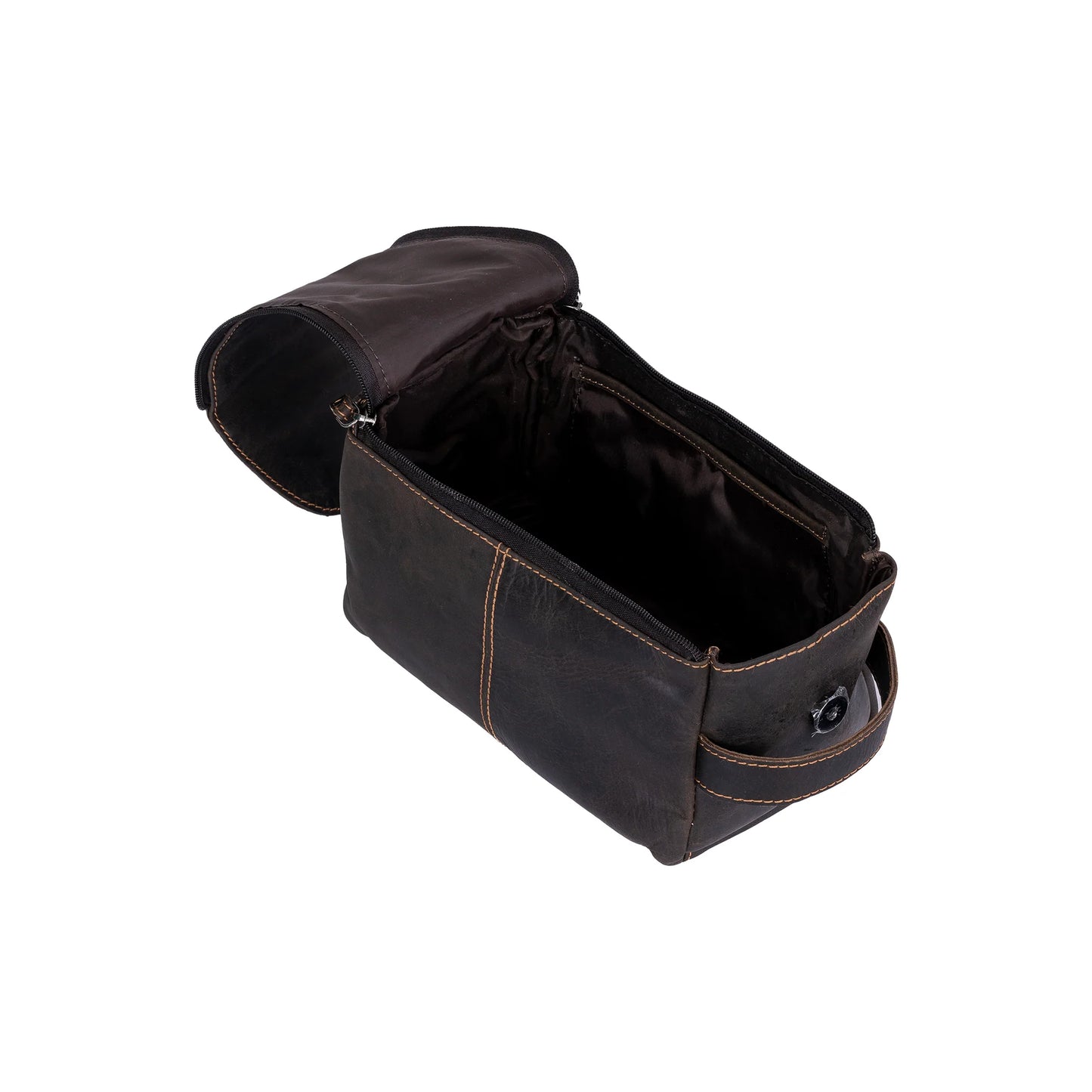 Darwin Leather Travel Wash Bag Brown