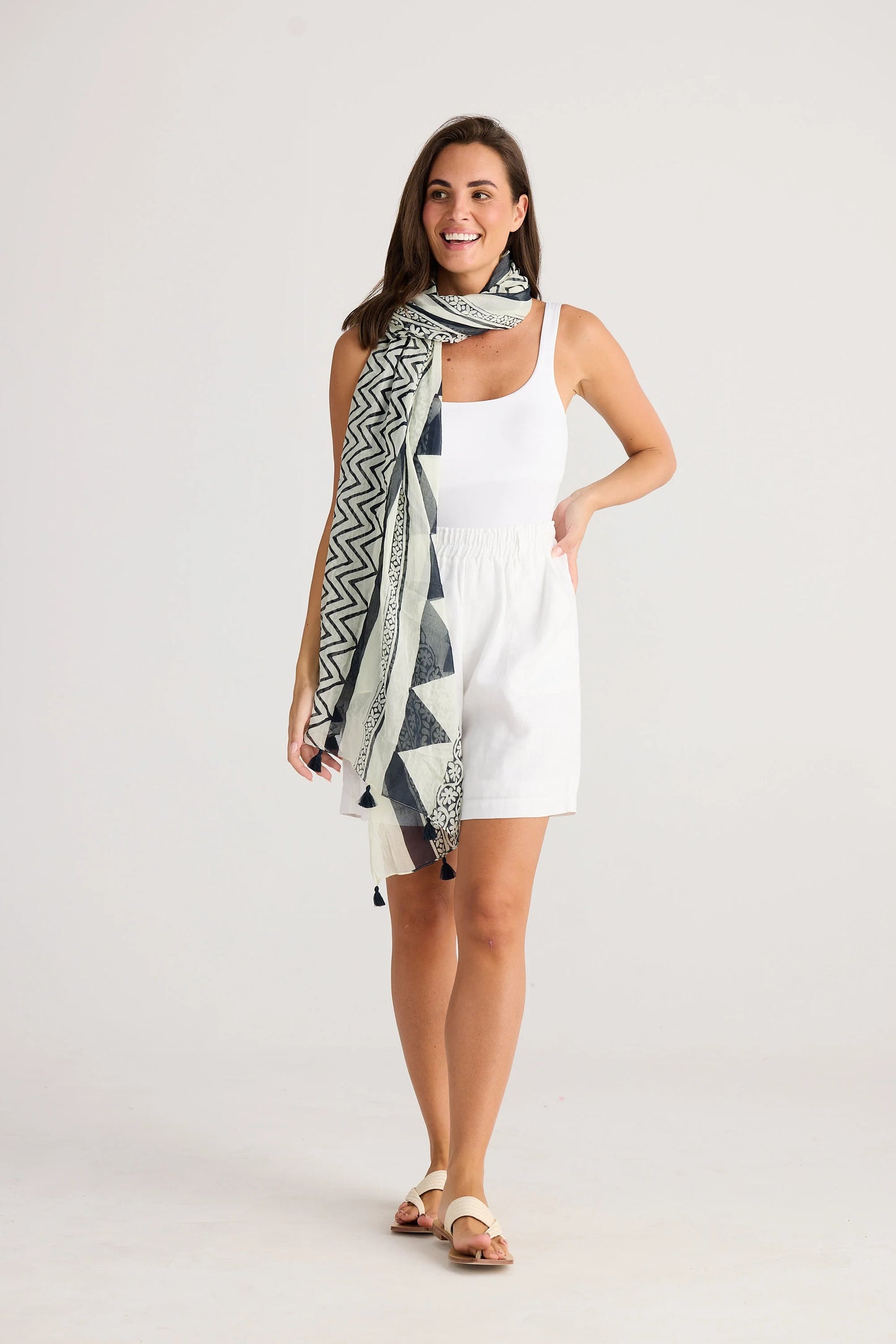 Stella Sarong Scarf in Tribal Black
