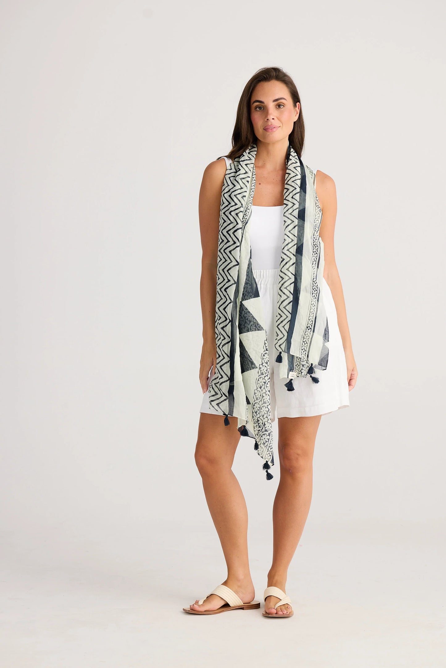 Stella Sarong Scarf in Tribal Black