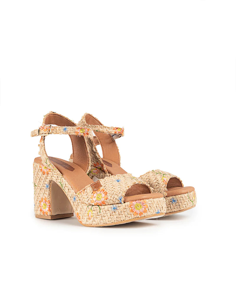 Marsella Flores Multi Rattan Wedge Shoes