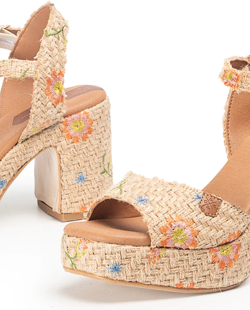 Marsella Flores Multi Rattan Wedge Shoes