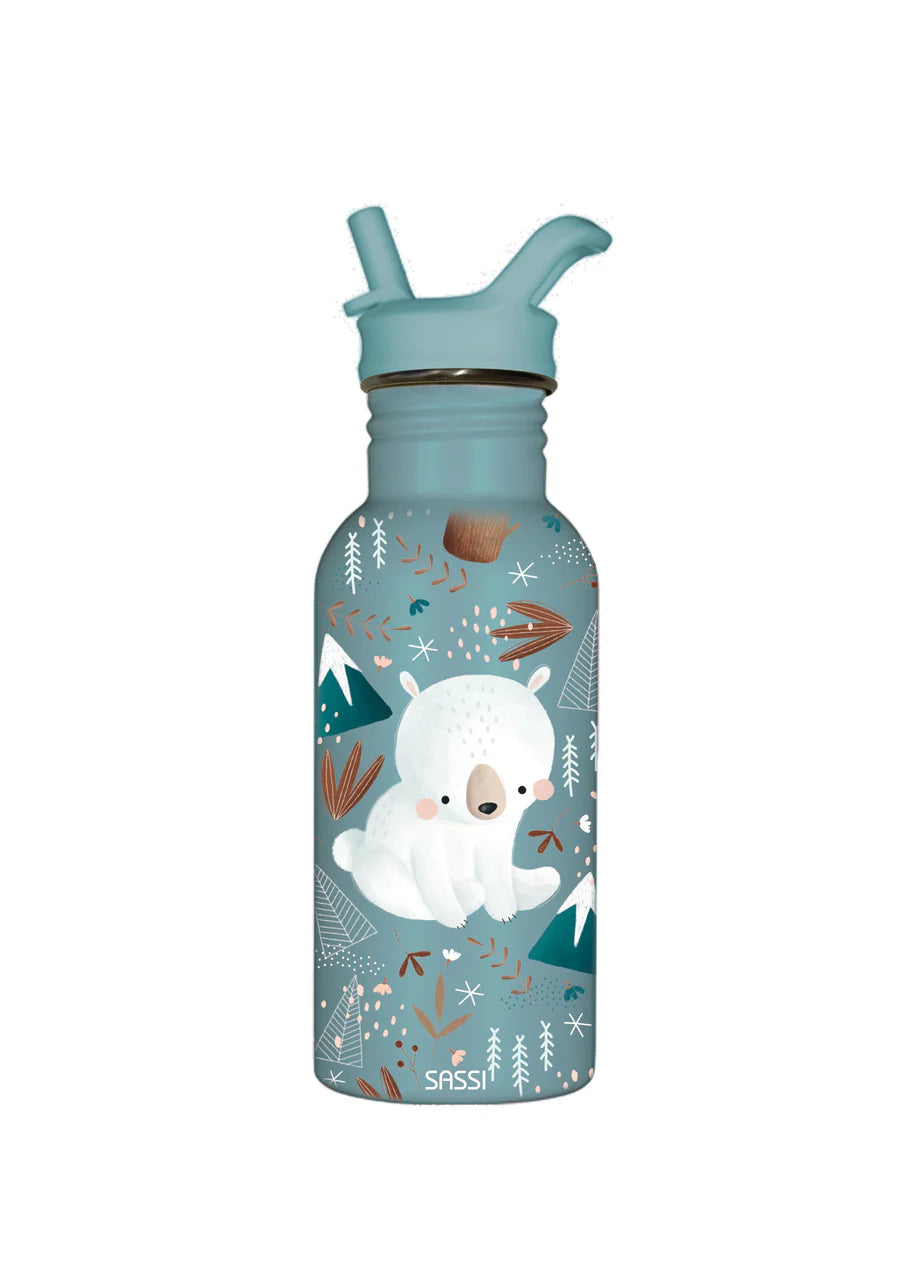 Sassi Stainless Steel Drink Bottle 500ml - Munchy the Bear