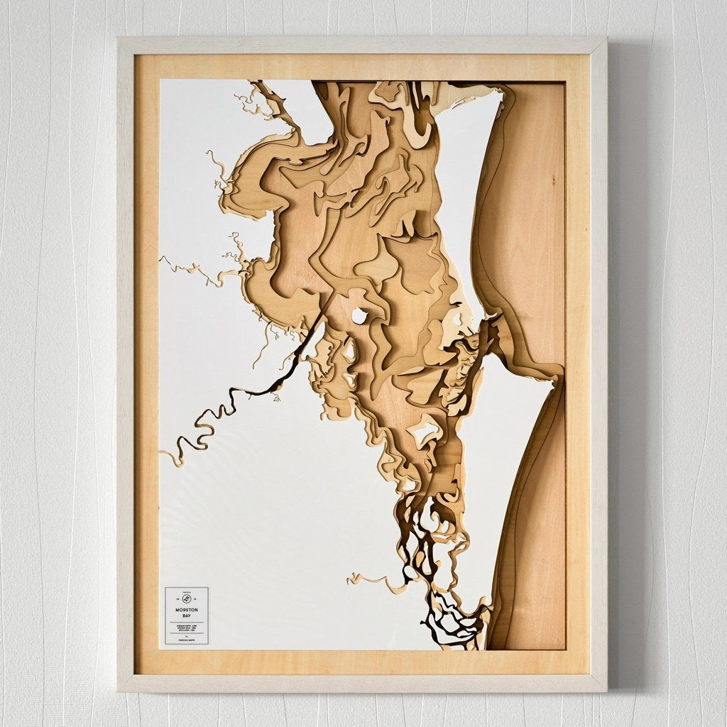 Map of Moreton Bay 3D Contour Map Natural