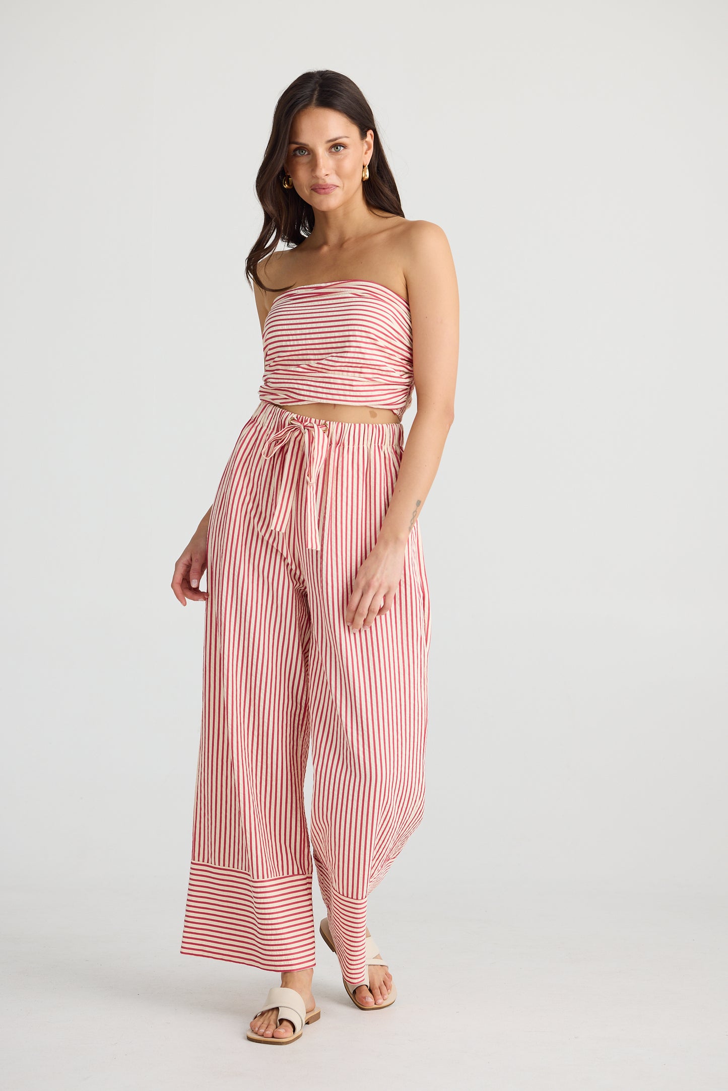 Avalon Strapless Top White W Red Stripe
