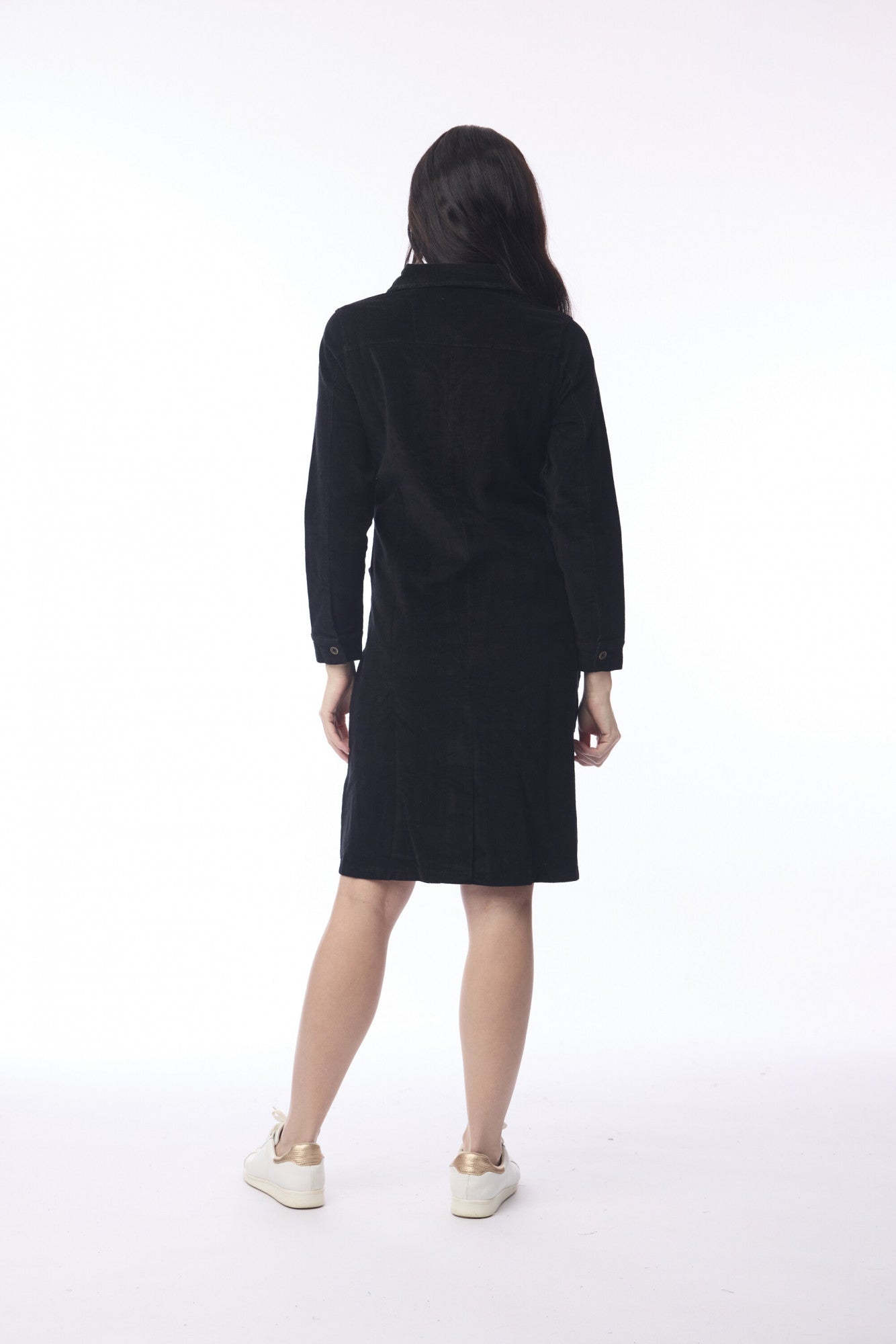 Cord Solid Dress - Black