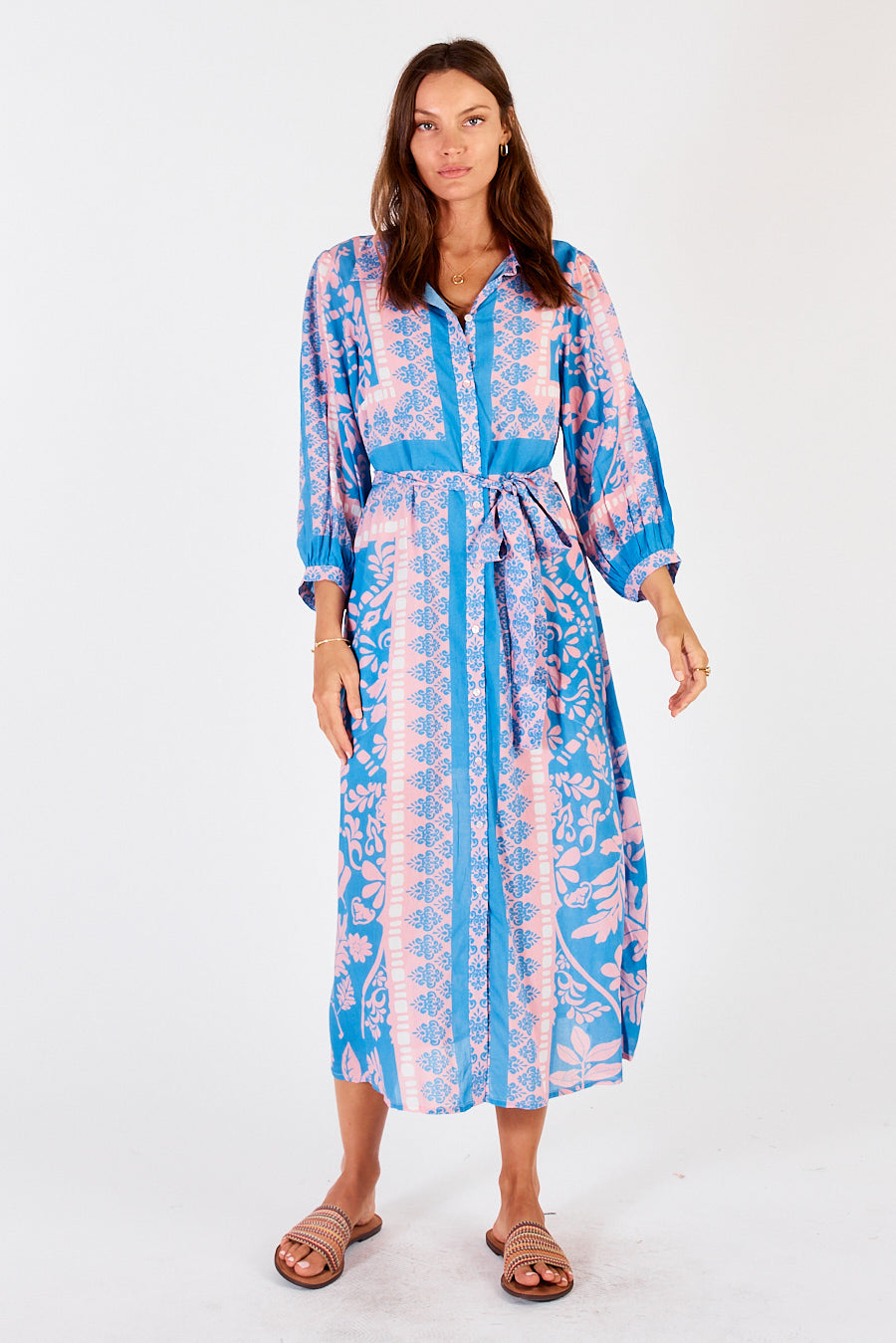 Carara Buttoned Midi Blue