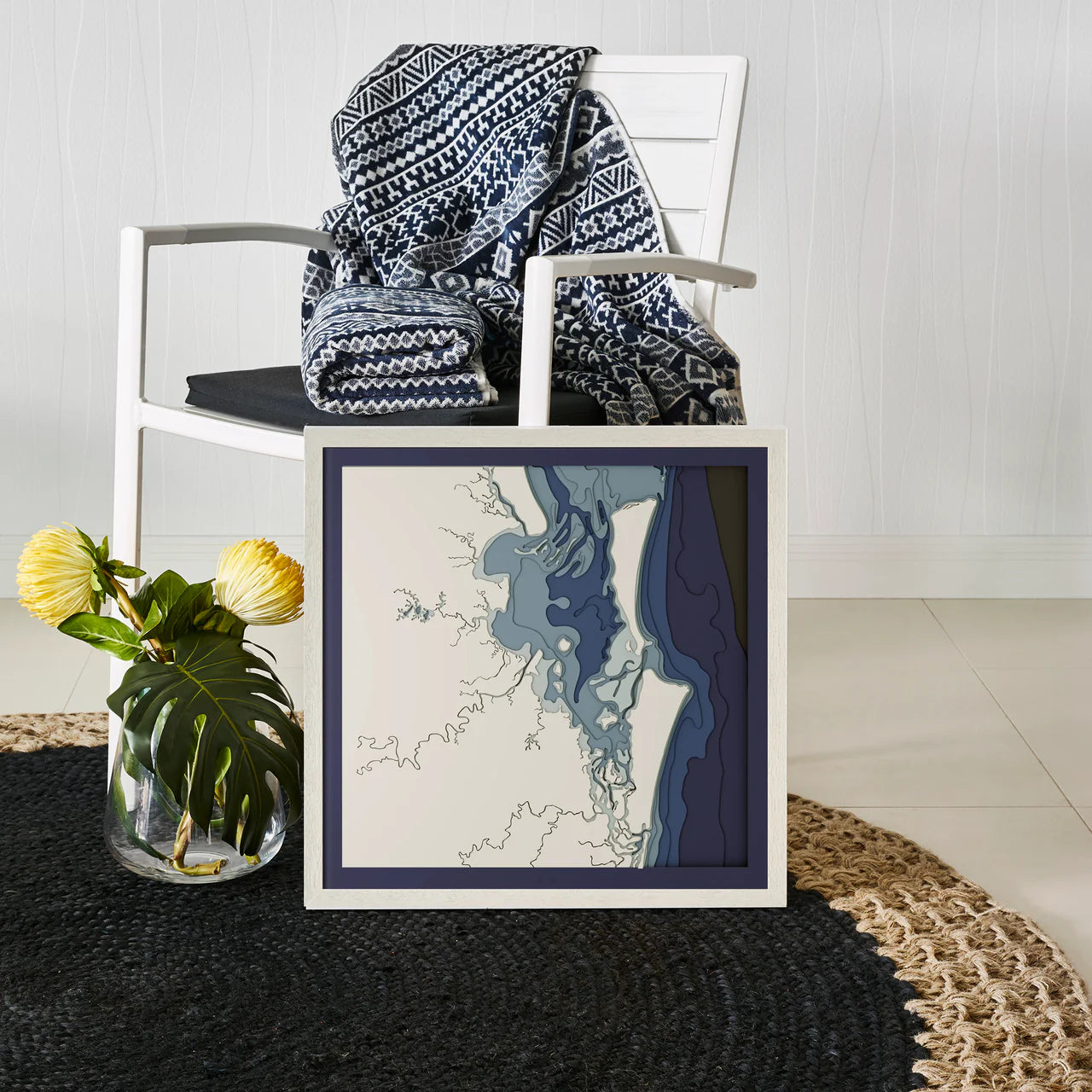 Map of Moreton Bay 3D Contour Map Navy