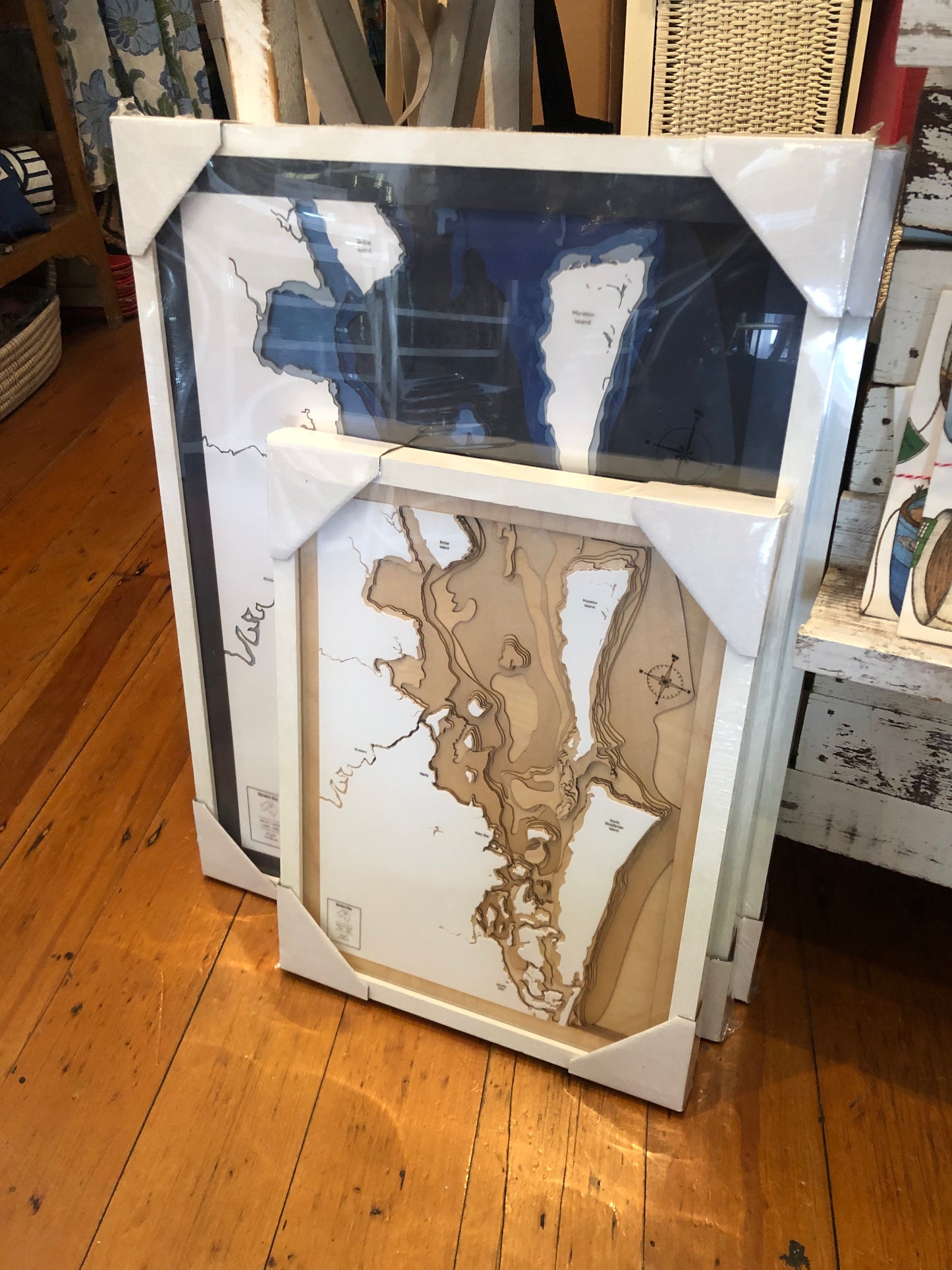Map of Moreton Bay 3D Contour Map Navy