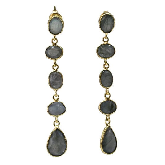 Euro Gold Earrings A248 Fabulous Long Gem Drops.