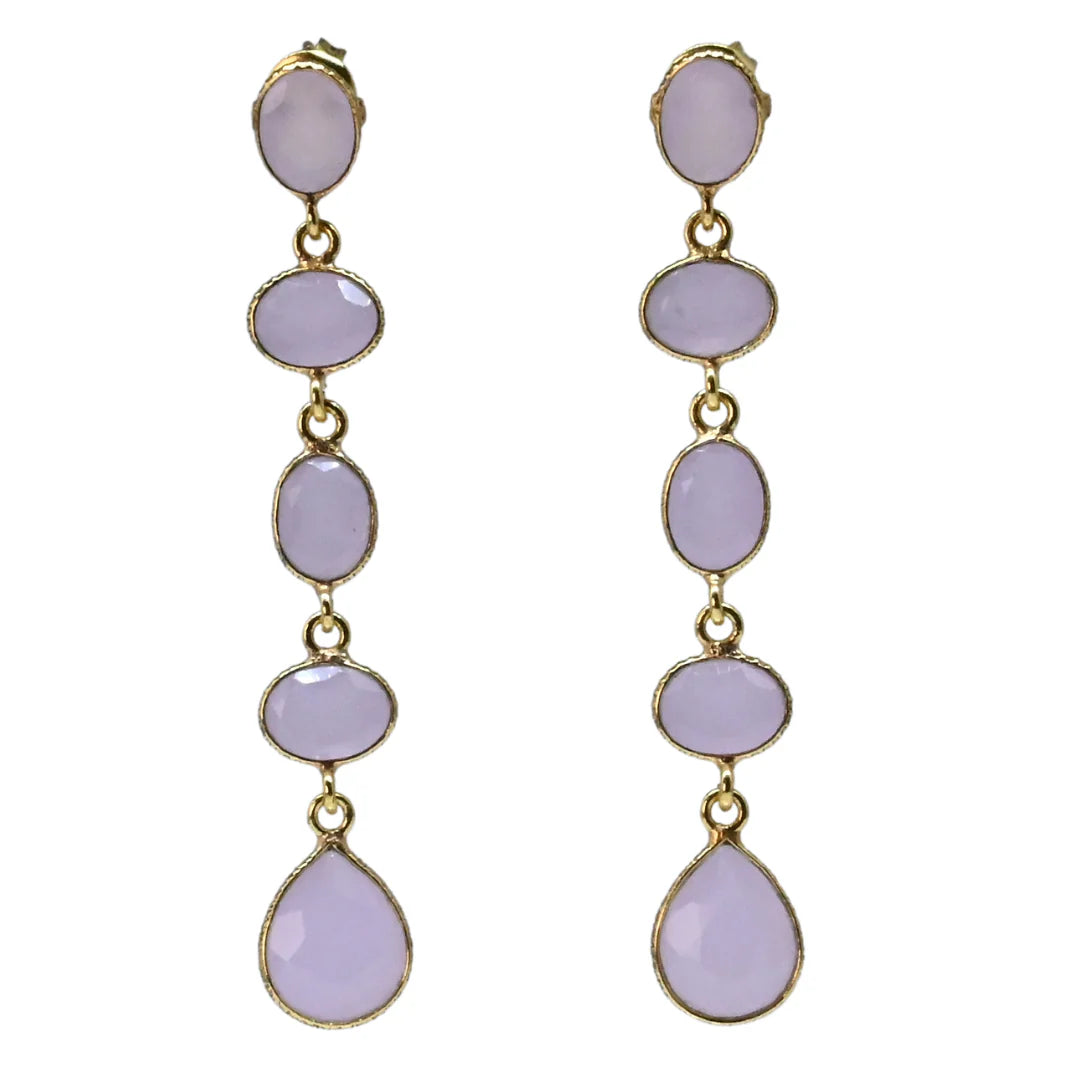 Euro Gold Earrings A248 Fabulous Long Gem Drops.