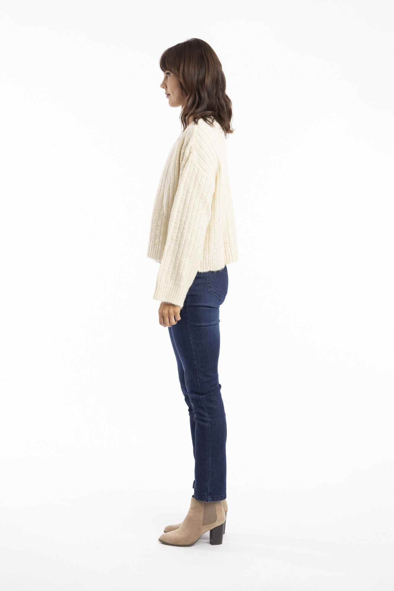 Alpaca Blend Knit Jumper V Angora