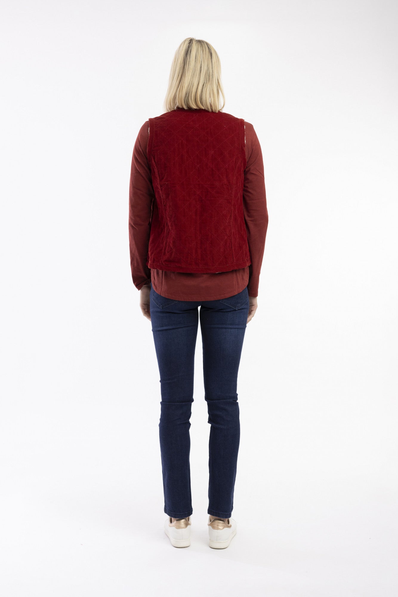 Cord Printed Vest Rust