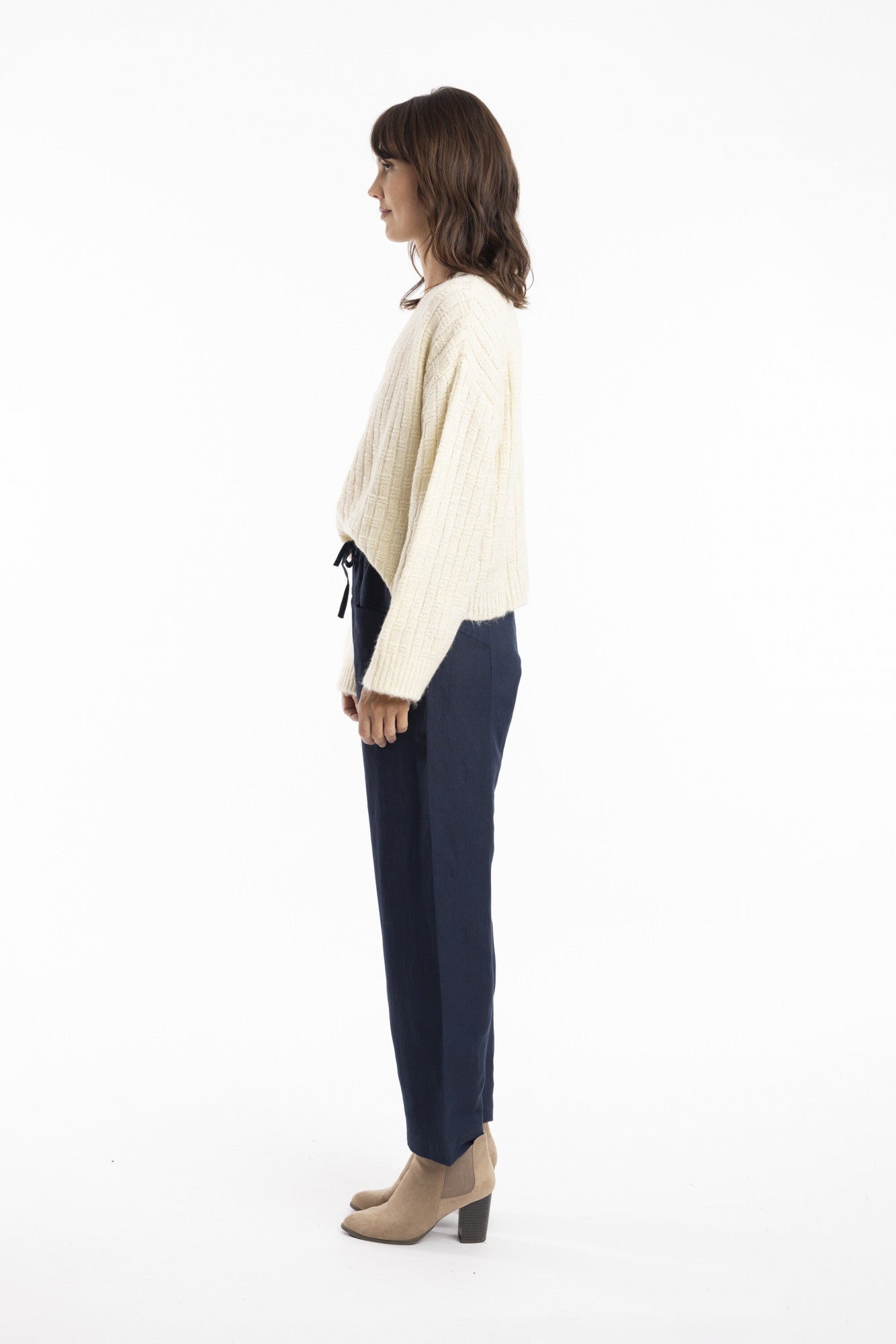 Pure Linen Pants - Navy