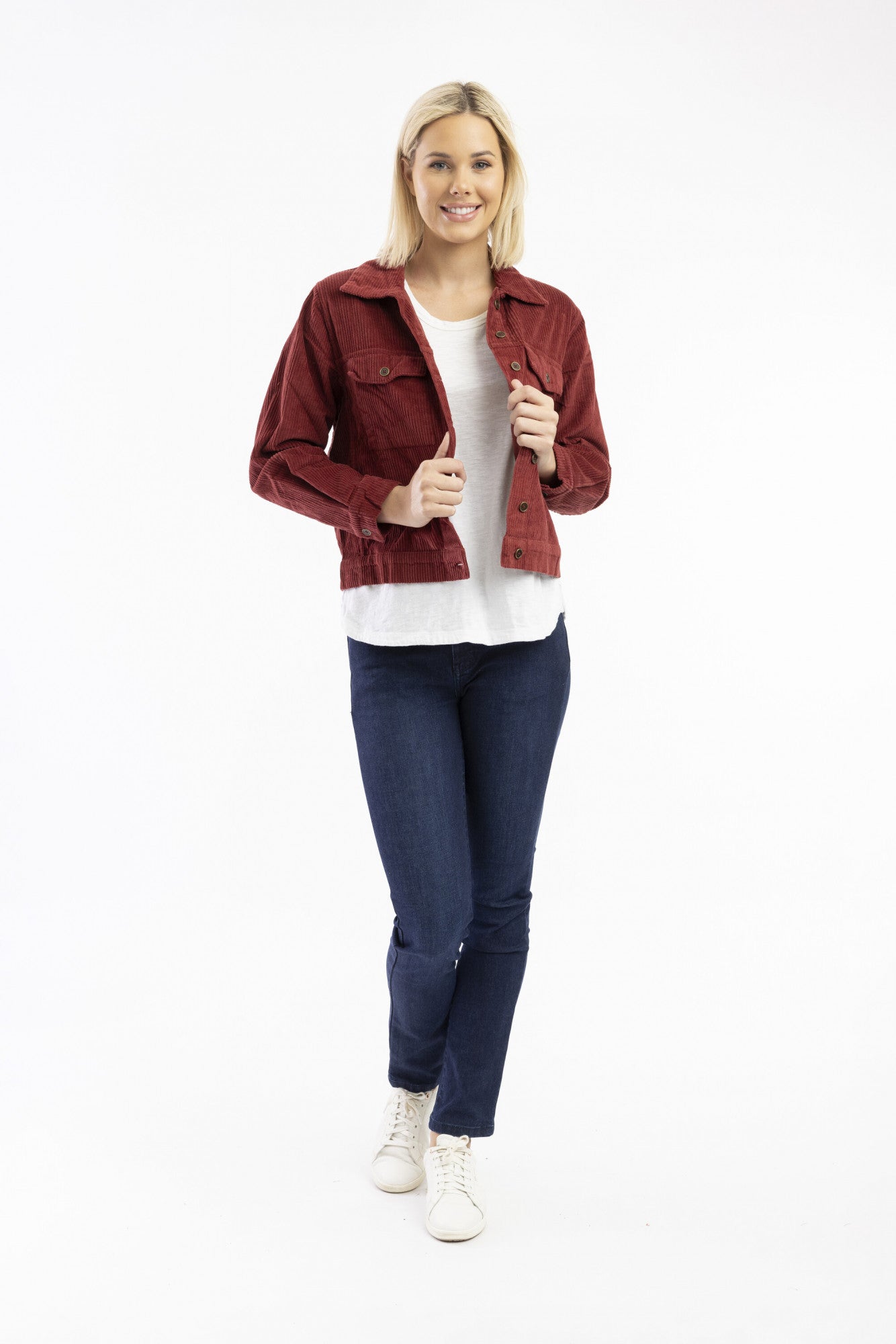Cord Solid Boxy Jacket