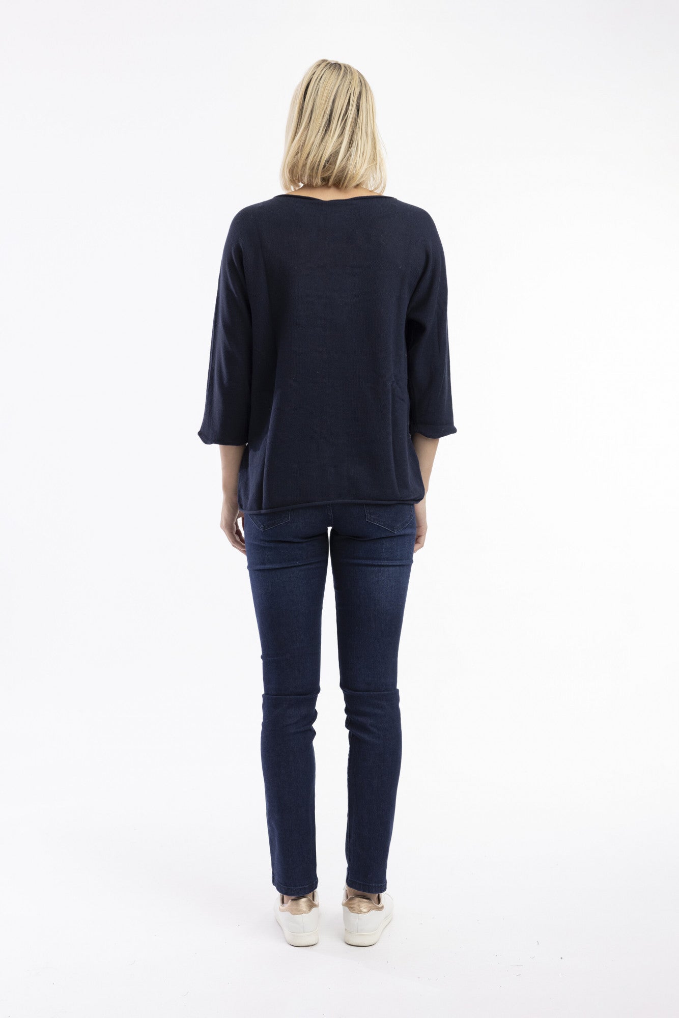 Knit Top Boat Neck 3/4 sleeves