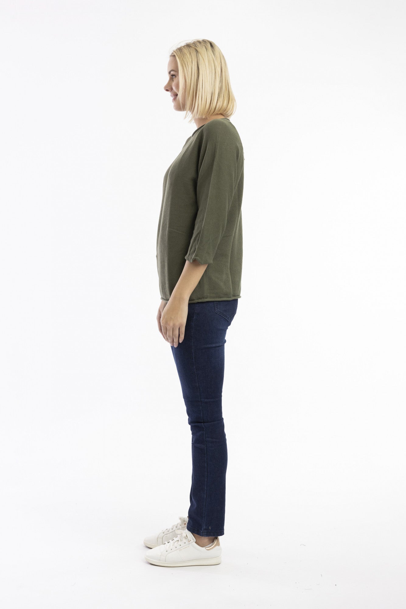 Knit Top Boat Neck 3/4 sleeves