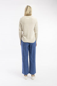 Cord Solid Trouser Flared - Blue