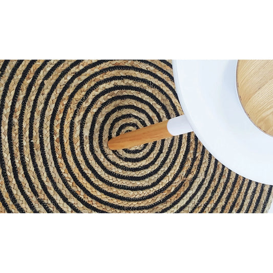 Hand braided jute round rug, 200cm