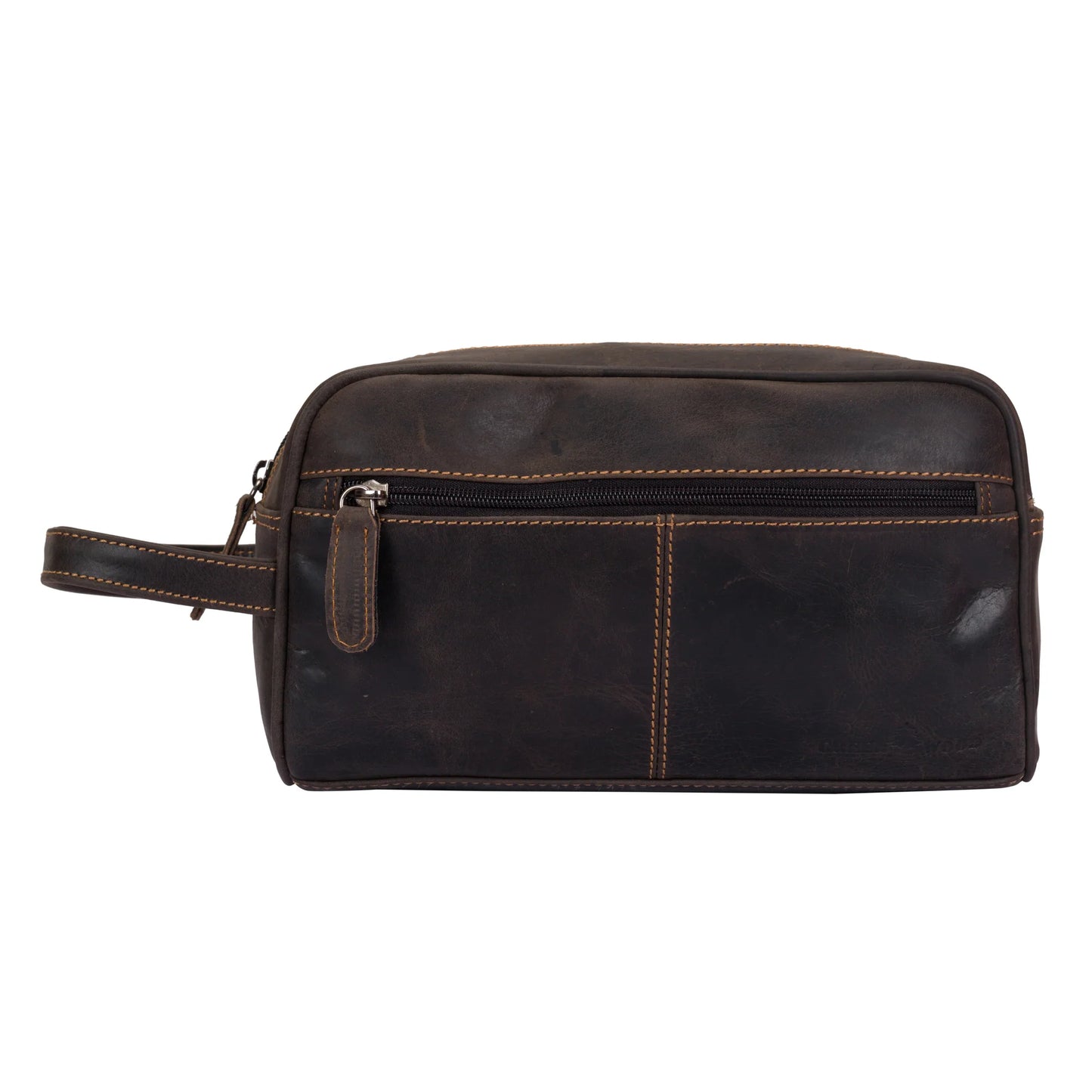 Greenwood Geelong Brown Leather Toiletry Bag
