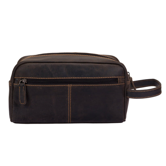 Greenwood Geelong Brown Leather Toiletry Bag
