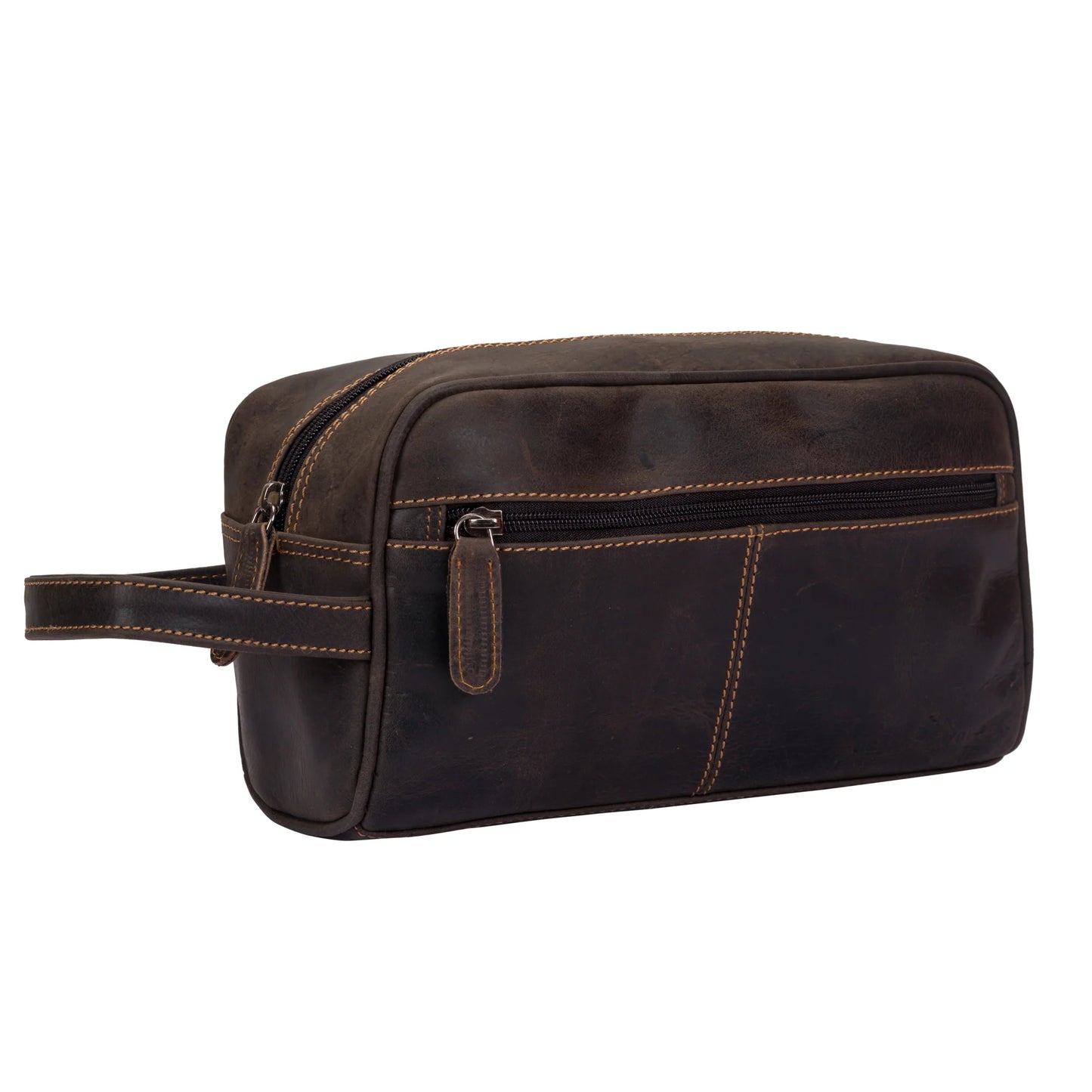 Greenwood Geelong Brown Leather Toiletry Bag