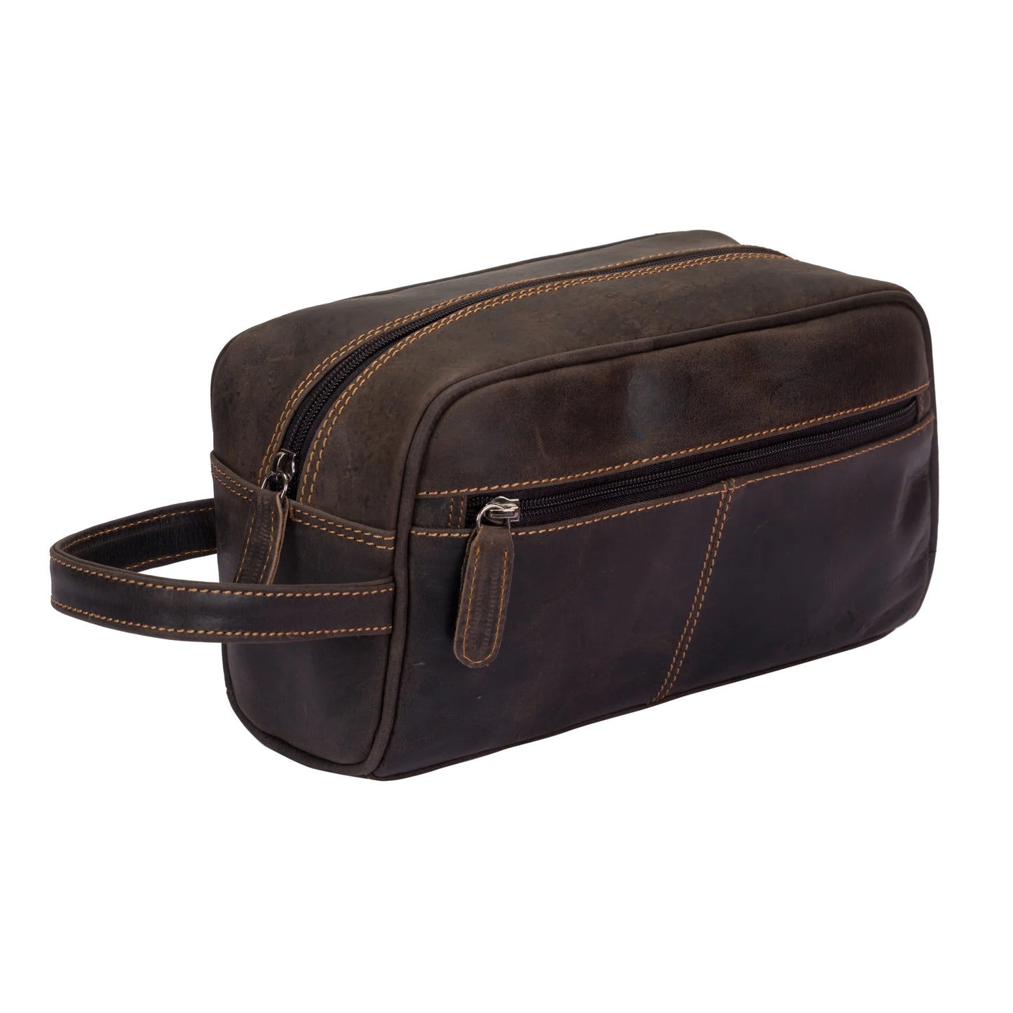 Greenwood Geelong Brown Leather Toiletry Bag