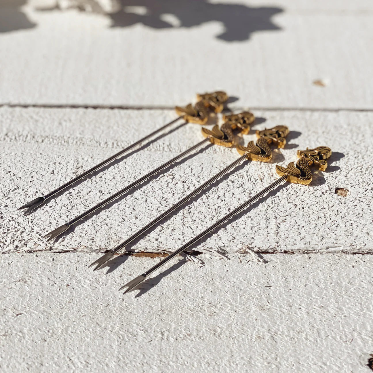 Gold mermaid cocktail pick