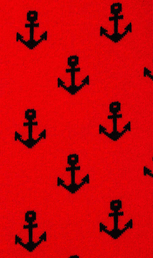Red + Black Pirate Anchor Socks for Men