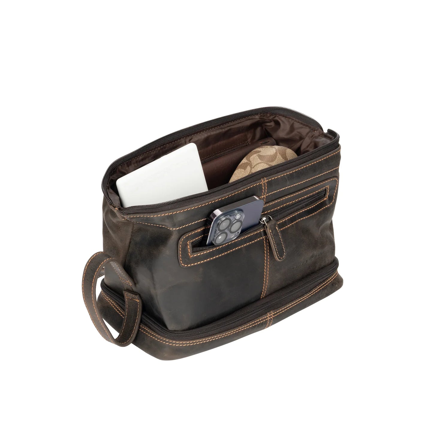 Greenwood Brown Napier Leather Toiletry Bag