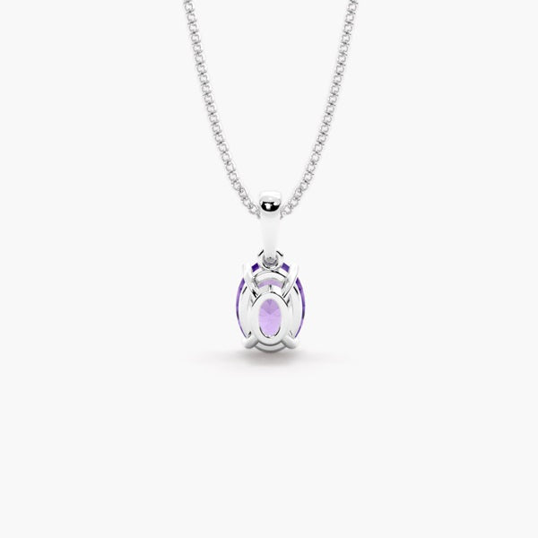 Stunning Sri Lankan Amethyst in white gold setting with Sterling Silver chain