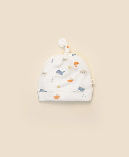 Organic Cotton Baby Beanie - Sea
