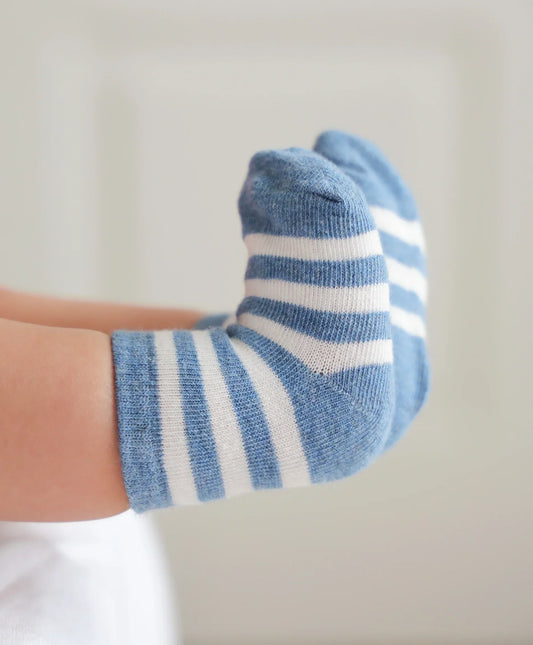Blue Stripe Baby Socks - 0 to 6 months