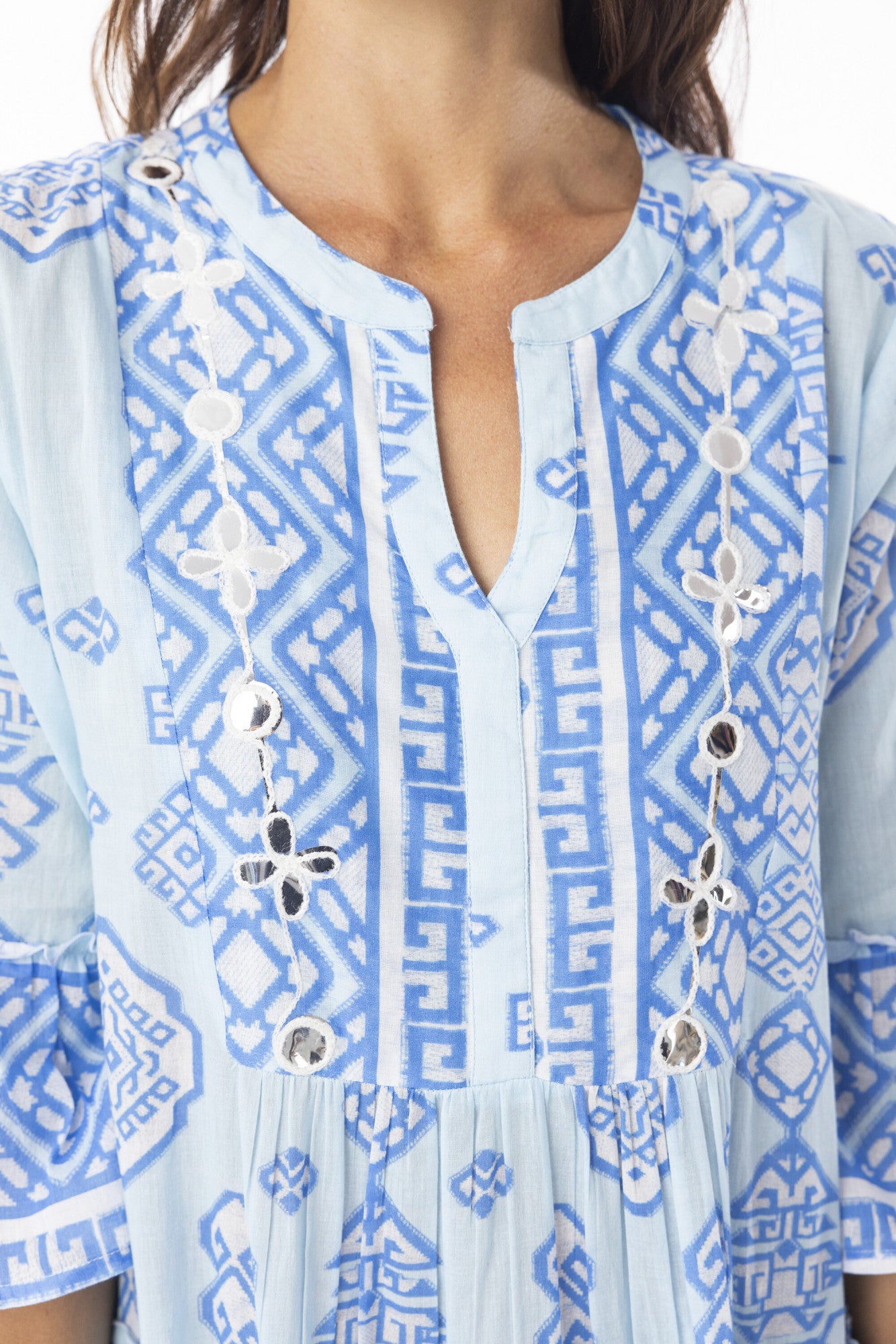 Carla Blue Dress Layers Frill Sleeve