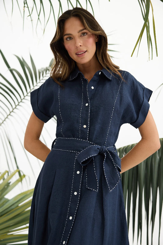 Cordelia Dress in Navy