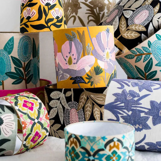 Yellow Velvet Daisy Drum Shade