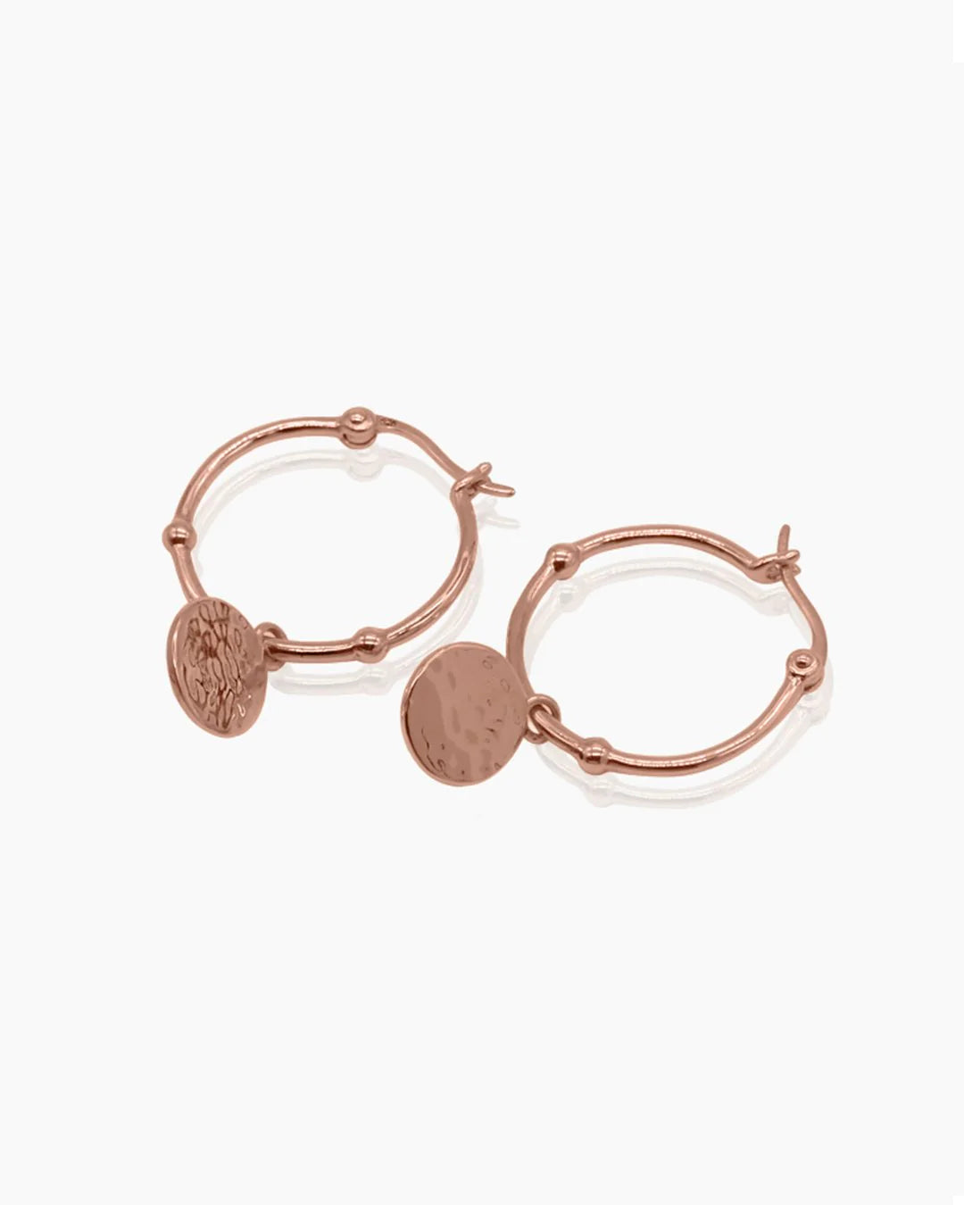 Petals Rose Gold Flat Disc Drop Earrings