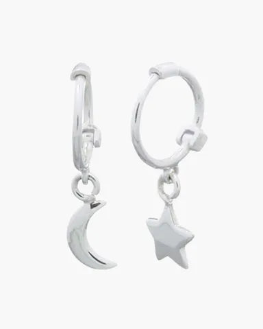 Petals Astral Huggie Hoop - Silver