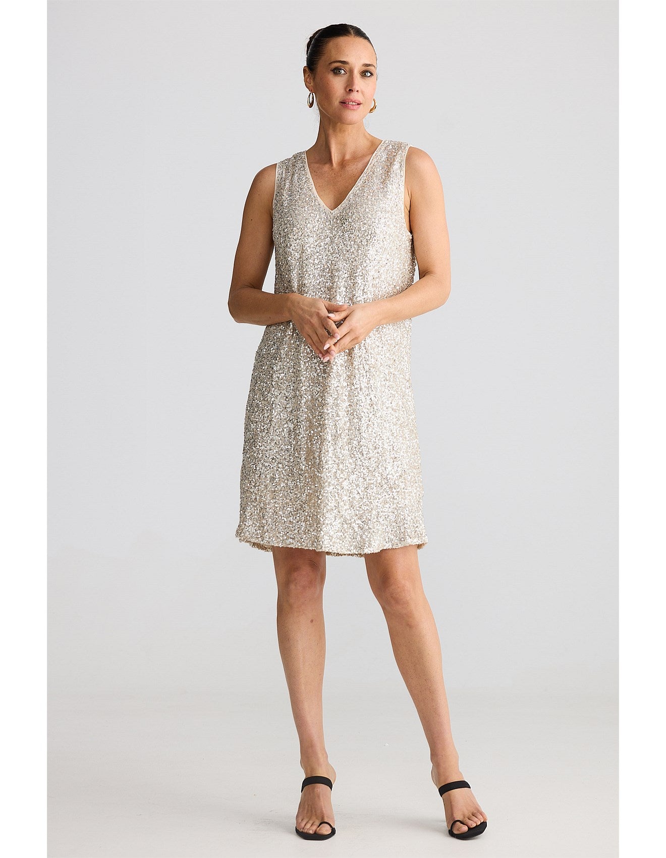 Glitz Swing Dress in Champgne