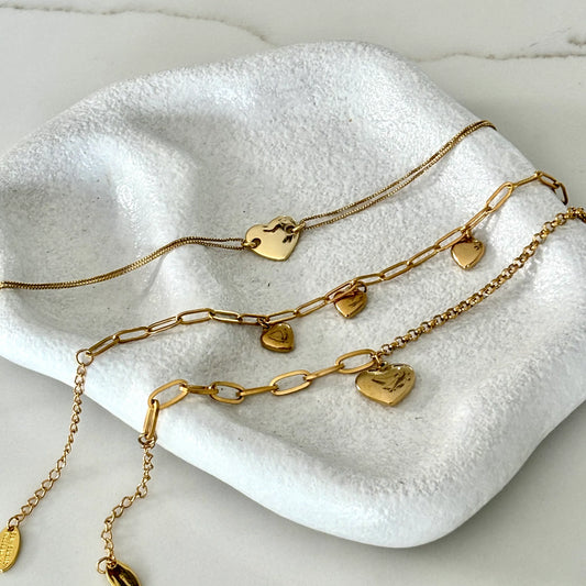 Heart Charm Bracelet - 3 Hearts