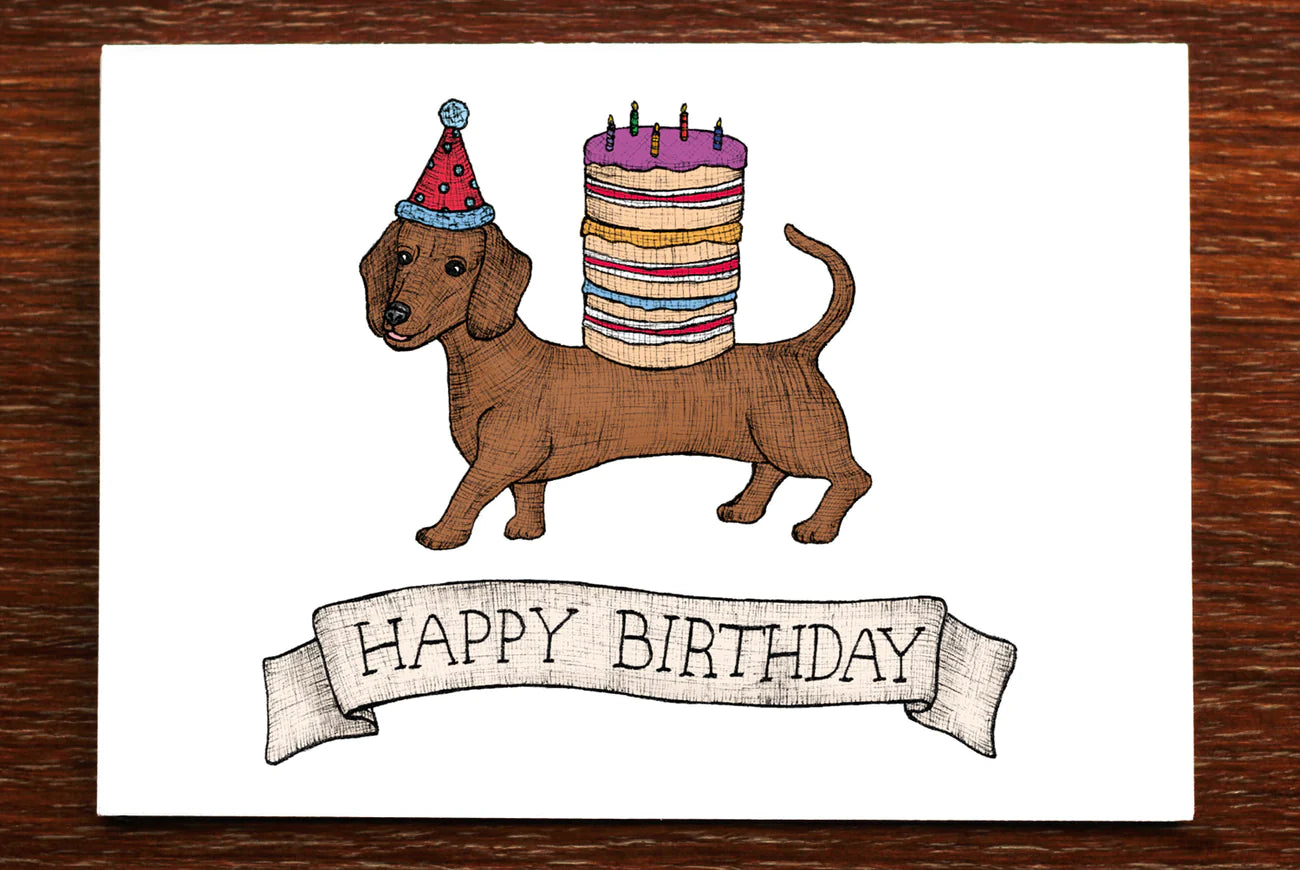 Sausage dog Birthday greeting card
