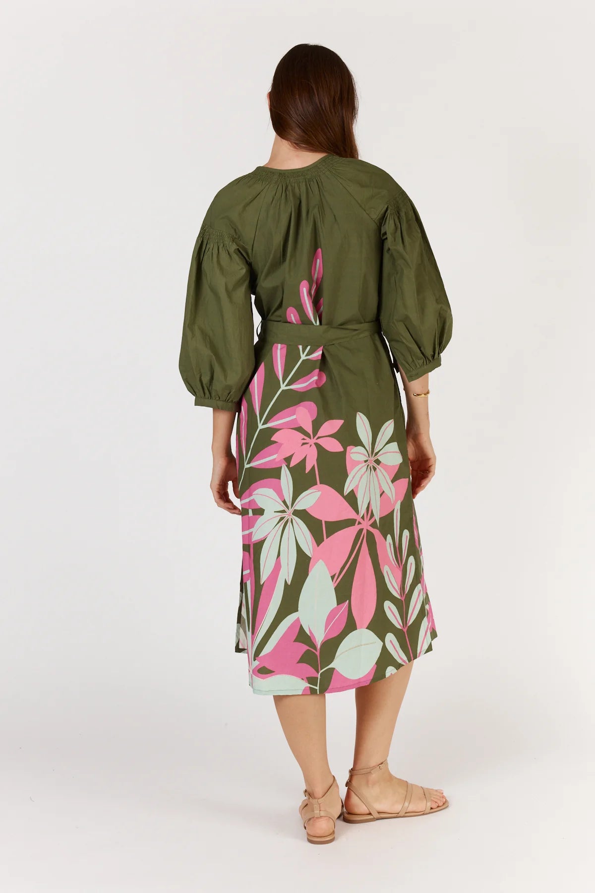 Itami Fern Long Sleeve Dress Khaki