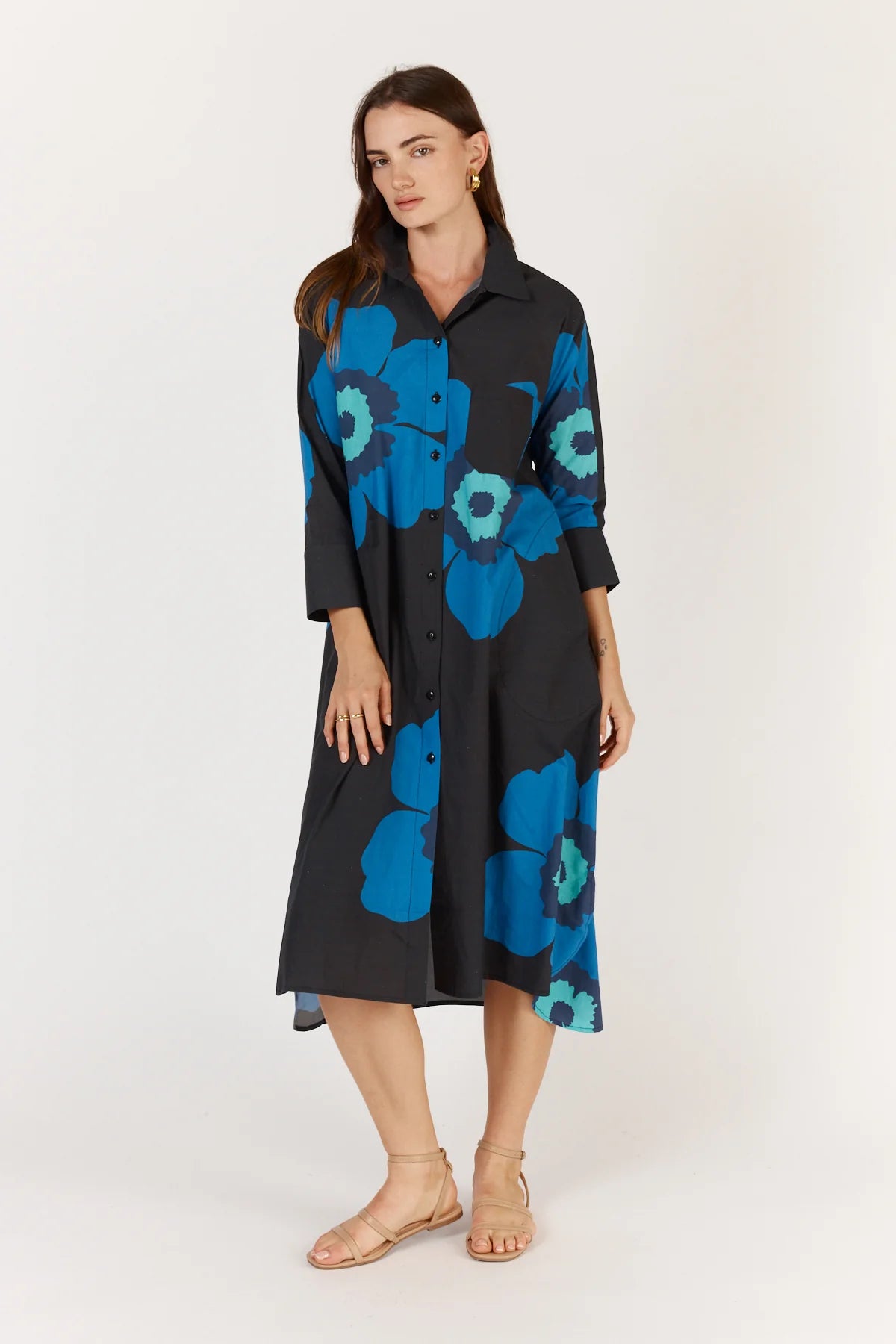 Itami Poppy Shirtdress Blue