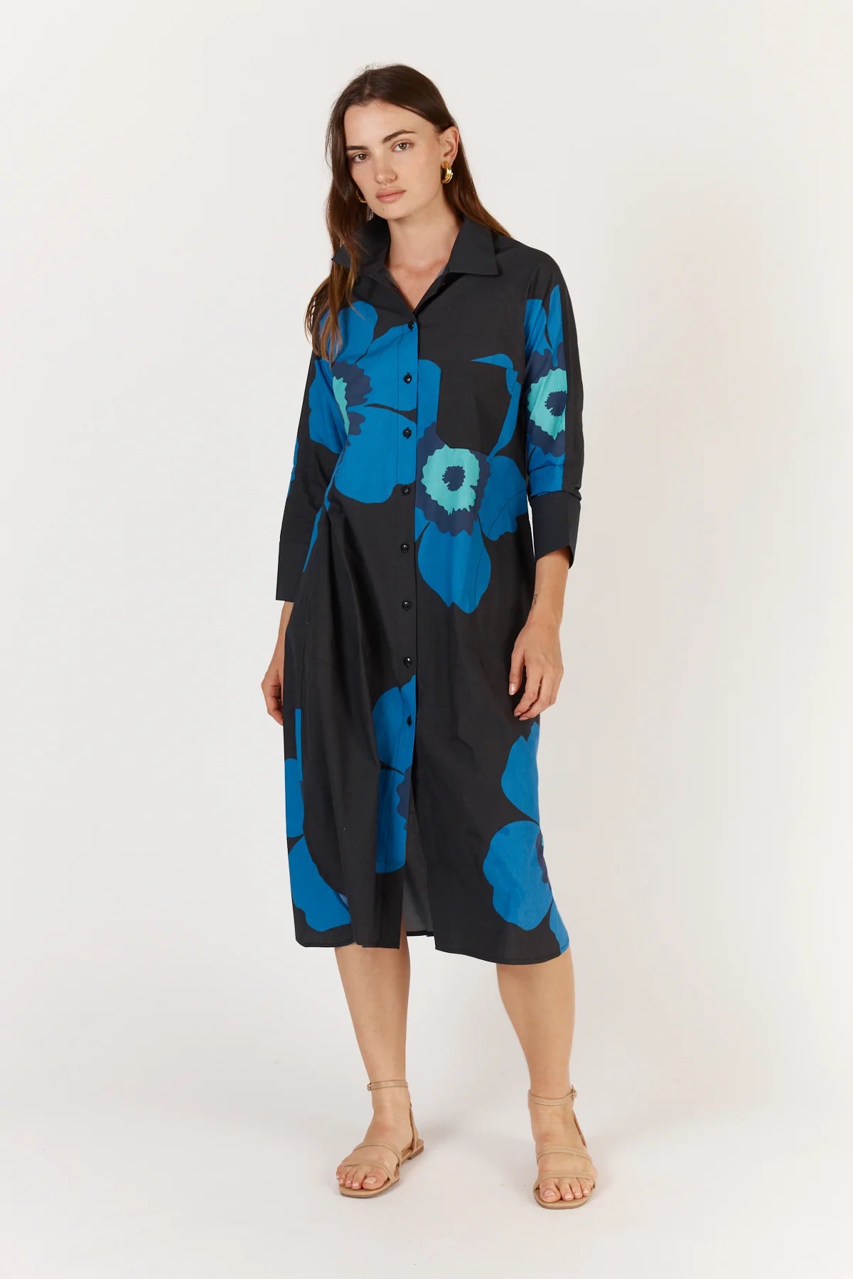 Itami Poppy Shirtdress Blue