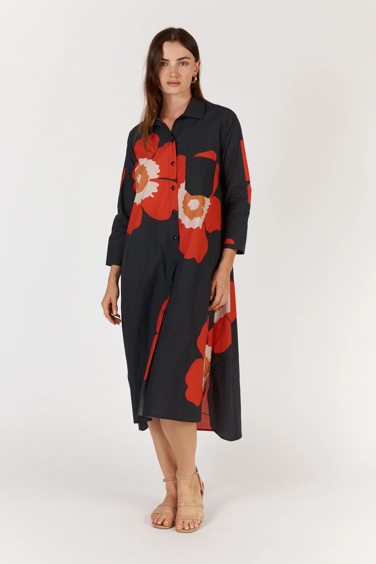 Itami Poppy Shirtdress Red