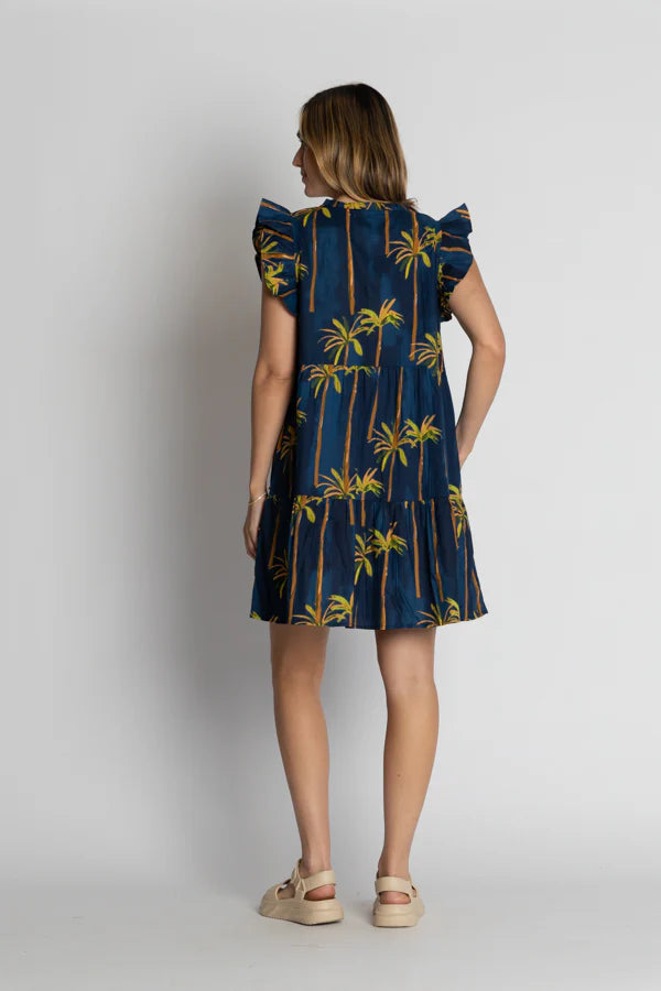 Badira Ruffle Dress in Navy