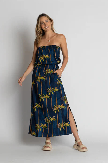 Badira Strapless Dress in Navy